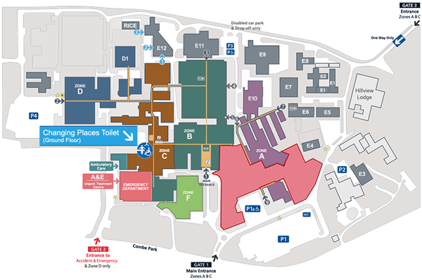 Map showing the location of the Changing Places toilet