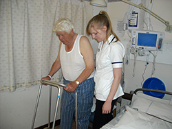 patient with walking aid