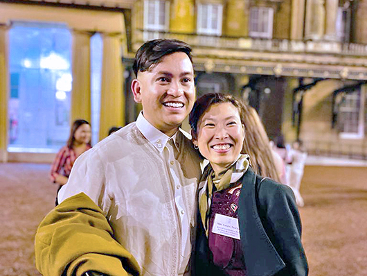 Mark Doblas and Sarang Thacker at Buckingham Palace