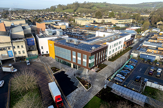 Aerial photograph of the Dyson Cancer Centre