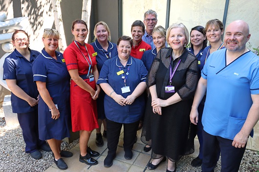 Chief Nursing Officer Visit Duncan Burton, right, and Donna Ockenden, fourth from right, with RUH colleagues