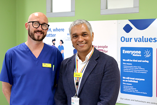 Baz Harding-Clark, UNISON Bath Health Branch Secretary and Alfredo Thompson, RUH Chief People Officer